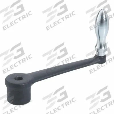 JW WINCO Crank Handle: Cast Iron w/ Revolving Steel Grip, 10 mm Bore Dia - Straight Crank Handles with Revolving Grip