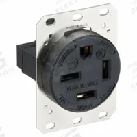 HUBBELL Receptacle: Single, 15-50, Black, 250V AC, 50 A, 3 Pole / 4 Wire (MPN HBL8450A)