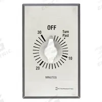 INTERMATIC Spring-Wound Timer: 30 min Max, SPST, 120/277V AC, Wall Plate Included, Silver (MPN FF30MC). Key specifications — Brand: INTERMATIC; Includes Hold: No Hold Included.
