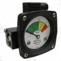 MIDWEST INSTRUMENT 3-Color Differential Pressure Indicator: 1,000 psig Max. Static Pressure, 522 (MPN 522A-015V-LE). Key specifications — Brand: MIDWEST INSTRUMENT; Accuracy: ±5% of Full Scale; Sensor Material: Viton; Housing Material: Aluminum; Transition Points: 0 psid to 7.5 psid (Green) / 7.5 psid to 11 psid (Yellow) / 11 psid to 15 psid (Red).