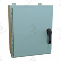HAMMOND Enclosure: Steel, 24 in x 20 in x 10 in, NEMA 12/13/3R/4, Solid Cover, Hinged (MPN HW242010GYHK). Key specifications — Closure Method: Handle; Brand: HAMMOND; Knockouts: Not Included.