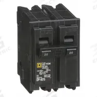 SQUARE D Miniature Circuit Breaker: 20 A, 120/240V AC, Single Phase, 10kA at 120/240V AC, 2 Poles (MPN HOM220). Key specifications — Phase: Single; Amps: 20 A; AC Voltage Rating: 120/240V AC; Max. AIR Rating: 10kA at 120/240V AC; For Use With: Homeline Load Center; Brand: SQUARE D.