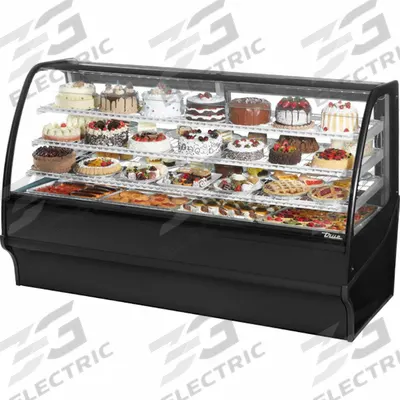 TRUE REFRIGERATION Refrigerated Merchandiser: 49 1/8 in x 77 1/4 in x 39 in, Black - Curved Glass Display Refrigerator Merchandisers