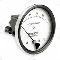 ASHCROFT Differential Pressure Gauge: Dual In-Line or Back, 1/8 in NPT Female, ±3% Gauge Accuracy (MPN 451134EDRQMXCYLM1IWD). Key specifications — Sensor Type: Diaphragm; Series: 1134; Housing Material: Glass Filled Nylon; Certificate of Calibration: Not Included; Gauge Accuracy: ±3%.