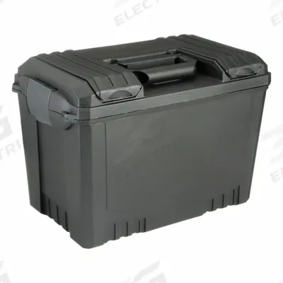FLAMBEAU Tool Box: 17 1/2 in W 10 1/2 in D 12 1/4 in H, Plastic, Black, Hinged Lid - Plastic Tool Boxes