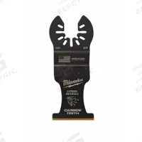 MILWAUKEE Oscillating Tool Blade: 1 3/8 in Blade Wd, 3 9/16 in Overall Lg, Straight Cutting (MPN 49-25-1521). Key specifications — attr1097473: Cement Board; attr1097476: MILWAUKEE; attr1097456: Straight Cutting.