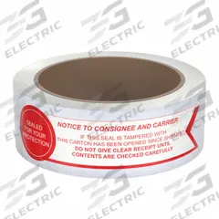 TAPECASE Tamper Evident Tape: 1.9 mil Tape Thick, White, 27 lb/in Tape Tensile Strength (MPN 15C760). Key specifications — Message: Sealed For Your Protection; Brand: TAPECASE.