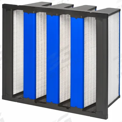 GRAINGER V-Bank Air Filter: 24 in x 24 in x 12 in, Fiberglass, Single Header - MERV 15 V-Bank Air Filters