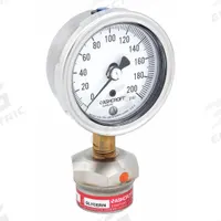 ASHCROFT Pressure Gauge with Diaphragm Seal: 0 psi to 200 psi, 1009/310-315, 2 1/2 in Dial, Glycerin (MPN 251009AW02L/310SSLXCG200). Key specifications — Brand: ASHCROFT; Gauge Case Liquid: None; Seal Fill Liquid: Glycerin; Gauge Case Material: 304 Stainless Steel; Seal Lower Housing Material: 316L Stainless Steel; Accuracy: ±1.50%.