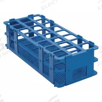 Tube Rack: 4 1/8 in Overall Wd, 2 1/2 in Overall Ht, 9 3/4 in Overall Lg, Polypropylene, Blue (MPN F18747-0003). Key specifications — Material: Polypropylene; Mounting Location: Benchtop; Color: Blue; Product Type: Test Tube Rack; Total Holding Capacity: (24) Places; Brand: SP SCIENCEWARE.
