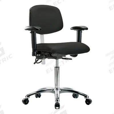 APPROVED VENDOR ESD/Cleanroom Task Chair: Vinyl, Arms Included, Ht Range 21 1/2 in to 29 in - Vinyl ESD & Cleanroom Chairs
