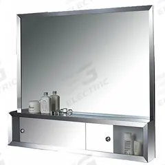 KETCHAM Cosmetic Box: Rectangular, Glass, 32 in Overall Ht, 36 in Overall Wd, 4 1/4 in Overall Dp (MPN 3632CB). Key specifications — Brand: KETCHAM; Frame Material: Stainless Steel; Frame Finish: Bright Annealed; Frame Color: Silver.