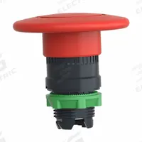 SCHNEIDER Emergency Stop Push Button: Red, 22 mm Mounting Size, Non-Metallic, Maintained (MPN ZB5AX84). Key specifications — Brand: SCHNEIDER; Action: Maintained; Series: XB5; Push Button Material Type: Non-Metallic.