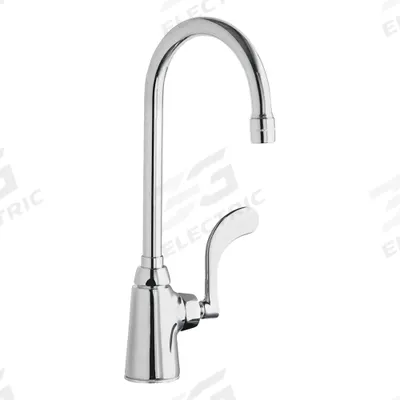 CHICAGO FAUCETS Gooseneck Kitchen Faucet: 350, Cast Brass, Single-Post, Deck, 1 Mounting Holes - Single-Post Kitchen Faucets
