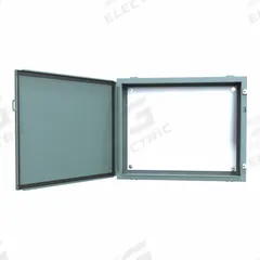 HAMMOND Electrical Enclosure: Steel, 24 in x 30 in x 8 in, NEMA 12/13, w/Panel, Solid Cover, Hinged (MPN 1418KR8). Key specifications — Brand: HAMMOND; Closure Method: Clamps; Knockouts: Not Included.