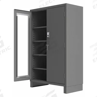 DURHAM MFG Storage Cabinet: 48 in x 24 in x 78 in, Legs, 4 Adj Shelves, Gray, Gray - Industrial Clearview Shelf Cabinets