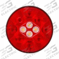 MAXXIMA Round Combination Light: LED, Stop, Turn, and Tail Combo Light, Red, Round, Connector, IP67 (MPN M85401R). Key specifications — Standards: SAE J593; Electrical Connection: Connector; Brand: MAXXIMA; Installation Type: Permanent; Lens Color: Red; Mount Type: Grommet; Lighting Technology: LED; Light Type: Stop, Turn, and Tail Combination Light.