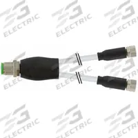 MURRELEKTRONIK Cordset: M12 Male Straight X (2) M8 Female Straight, PVC, Gray, 1 m Cable Lg (MPN 7000-40821-2100100). Key specifications — Cable Jacket Color: Gray; IP Rating: IP65; Wire Size: 0.25 sq mm; Brand: MURRELEKTRONIK.