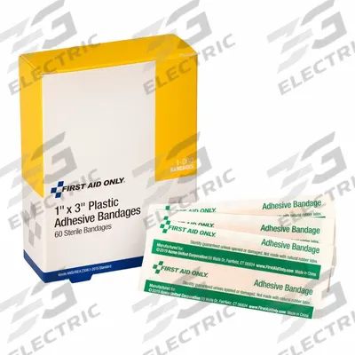 FIRST AID ONLY Adhesive Bandage: Strip Bandages, 1 in Wd, 3 in Lg, Not Metal Detectable