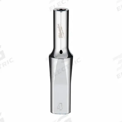 MILWAUKEE Socket Extension: Metric, 1/4 in Drive Size, 7/16 in Socket Size, 6-Point - Anti-Roll Hand Sockets