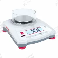 OHAUS Industrial Balance: AC Adapter, 3 3/4 in x 3 3/4 in, Not IP Rated, Not NTEP Rated, Integrated (MPN NV223 AM). Key specifications — Connection Ports: USB; Readability: 0.001 g; Power Source: Electric; Weighing Units: oz t; Brand: OHAUS; Washdown: No.