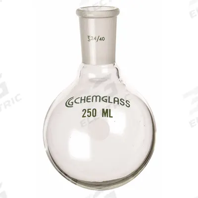 CHEMGLASS Boiling Flask: 250 mL, Colorless, Round, A - Glass Boiling Flasks
