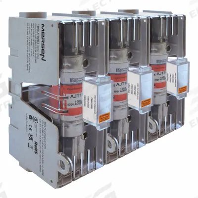 MERSEN Fuse Block: Open Block Design, 3 Pole, 600 V AC - Fuse Blocks for UL Class J Fuses