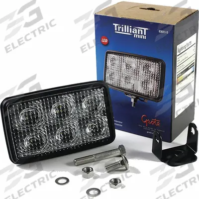 GROTE Vehicle Work Light: Rectangular, Flood, LED, Bracket, Hardwired, Universal - Vehicle Floodlights