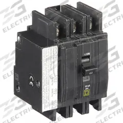 SQUARE D Miniature Circuit Breaker: 60 A, 120/240V AC, Three Phase, 10kA at 120/240V AC, 3 Poles (MPN QOU3601021). Key specifications — Phase: Three; Amps: 60 A; AC Voltage Rating: 120/240V AC; Max. AIR Rating: 10kA at 120/240V AC; For Use With: Air Conditioning and Refrigeration Equipment; Brand: SQUARE D.