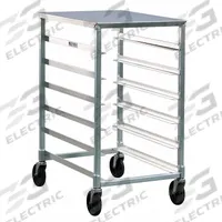 NEW AGE INDUSTRIAL Bun Pan Rack: 6 Slots, 5 in Betw Shelves, 500 lb Capac, 20 3/8 in Wd, 38 in Ht (MPN 1321). Key specifications — Brand: NEW AGE INDUSTRIAL; Color: Silver; Material: Aluminum; Nesting: No; Pan Size: 13 x 18 in; Product Type: Pan Rack; NSF Certified: Yes; Top Material: Stainless Steel.