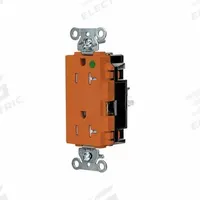 HUBBELL Receptacle: Hospital Grade, Decorator Duplex, 5-20R, Orange, 125V AC, 20 A, 2 Pole / 3 Wire (MPN HBL2182STOTR)