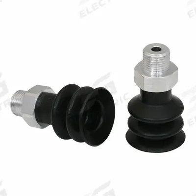 SCHMALZ Vacuum Pad Assembly: 2.5 Folds, G1/8 in, 21 mm Pad Dia, NBR, 55 A, Black - Multi-Bellows Type Electronics Industry Vacuum Pad Assemblies