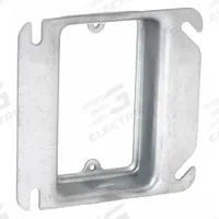 RACO Plaster Ring: Raised, 1 in Raised Ht, Steel, 4 in Overall Lg, 4 in Overall Wd, 1 in Overall Dp (MPN 774). Key specifications — Brand: RACO; Material: Steel; Cover Design: Raised.