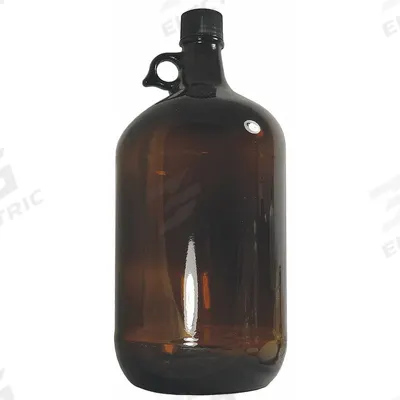 QORPAK Jug: Amber, Uncoated Bottle, Glass, 3.79 L, 165 mm, Includes Closure - Glass Jugs