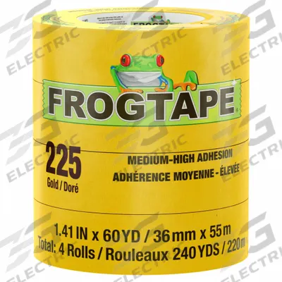FROGTAPE Masking Tape: CP 225, Gold, 1 7/16 in Roll Wd, 60 1/8 yd Overall Roll Lg - High-Performance Masking Tape