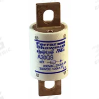 Semiconductor Fuse: A30QS Series, Fast-Acting, 80 A, 300 V AC, 300 V DC DC Volt Rating (MPN A30QS80-4). Key specifications — Series: A30QS; Brand: MERSEN; Voltage Type: AC/DC.