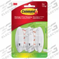 COMMAND Hook: 3 lb Wt Capacity, 1 Points per Hook, White, 3 in Overall Ht, 4 1/4 in Overall Wd (MPN 17068-HWESF). Key specifications — Brand: COMMAND; Color: White.