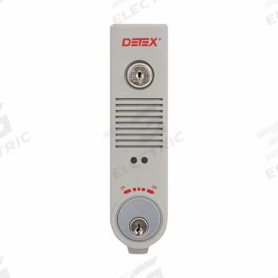 DETEX Exit Door Alarm: 9 V DC, Mortise, Gray, Plastic, Horn - Standard Door Alarms