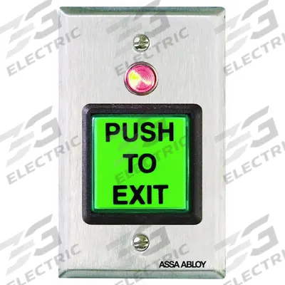 SECURITRON Exit Push Button: 4 1/2 in Ht, 5/8 in Dp, 2 3/4 in Wd, Blue/Green/Red - Push-to-Exit Buttons