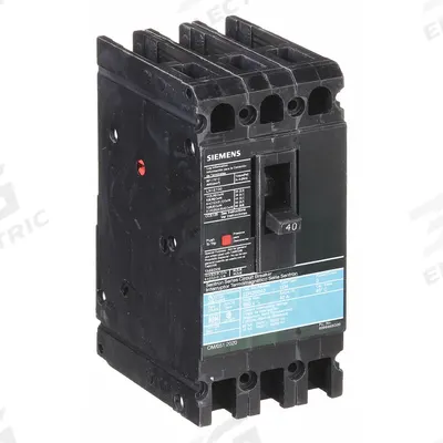 Siemens Molded Case Circuit Breaker: 40 A Amps, 18kA at 480V AC, Fixed, Load Side Lug - ED-Frame Siemens Molded Case Circuit Breakers