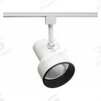 Track Lighting Head: Incandescent, Step Shape, 75 W, 4 3/8 in Dia, 6 in Lg, Compatible with Track J (MPN R512 BLB WH). Key specifications — Brand: JUNO LIGHTING; Lighting Technology: Incandescent; Housing Color: White with Black Baffle.