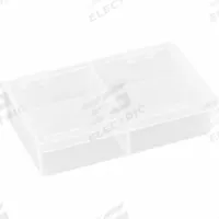 FLAMBEAU Compartment Box: 2 5/8 in x 4 5/8 in x 1 1/4 in, Clear, 4 Compartments, 0 Adj Dividers (MPN T221). Key specifications — ESD Conductive: Not Electrostatic Discharge Conductive; Color: Clear; Compartment WxD: (4) 2-3/16 in x 1-5/16 in; Brand: FLAMBEAU; Material: Plastic.