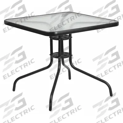 FLASH FURNITURE Patio Table: Clear, Glass, 28 in Overall Ht, 31 1/2 in Overall Wd, Metal - Square Top Patio Tables