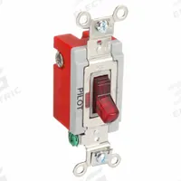 BRYANT Wall Switch: Toggle Switch, Single Pole, Maintained, Red, 120V AC, 20 A (MPN 4901PLR120). Key specifications — Illuminated: No.