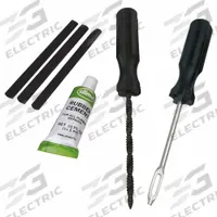 SLIME Tire Plug Kit: Tire Plug Kit, Small Tires, 6 Pieces (MPN 21032). Key specifications — Product Type: Tire Plug Kit; Compatible Tire Type: Small Tires; Brand: SLIME; Includes: Tube of Rubber Cement.