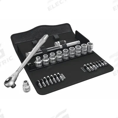 WERA Socket Wrench Set: 1/2 in Drive, 28 Piece, 6-Point, Metric - Metric Socket Sets with Drive Tools