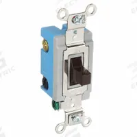 HUBBELL Wall Switch: Toggle Switch, Single Pole/Double Throw, Momentary, Brown, 120/277V AC, 15 A (MPN HBL1556). Key specifications — Illuminated: No; Voltage Rating: 120/277V AC.