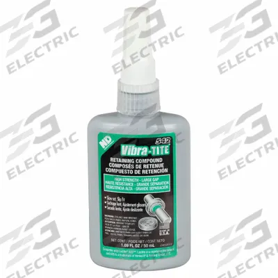 VIBRA-TITE Retaining Compound: 542, 1.7 fl oz, Bottle, Green - High-Strength Retaining Compounds