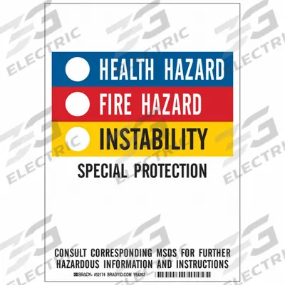 BRADY HMIG Label: 7 1/2 in Ht, 10 in Wd, Paper, Adhesive, 10 in x 7 1/2 in - Safety