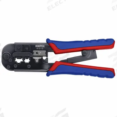 KNIPEX Crimper: For RJ-11/12/RJ-45/Western Plug, Telephone Cable, 7 1/2 in Overall Lg - Modular Data Plug Crimpers